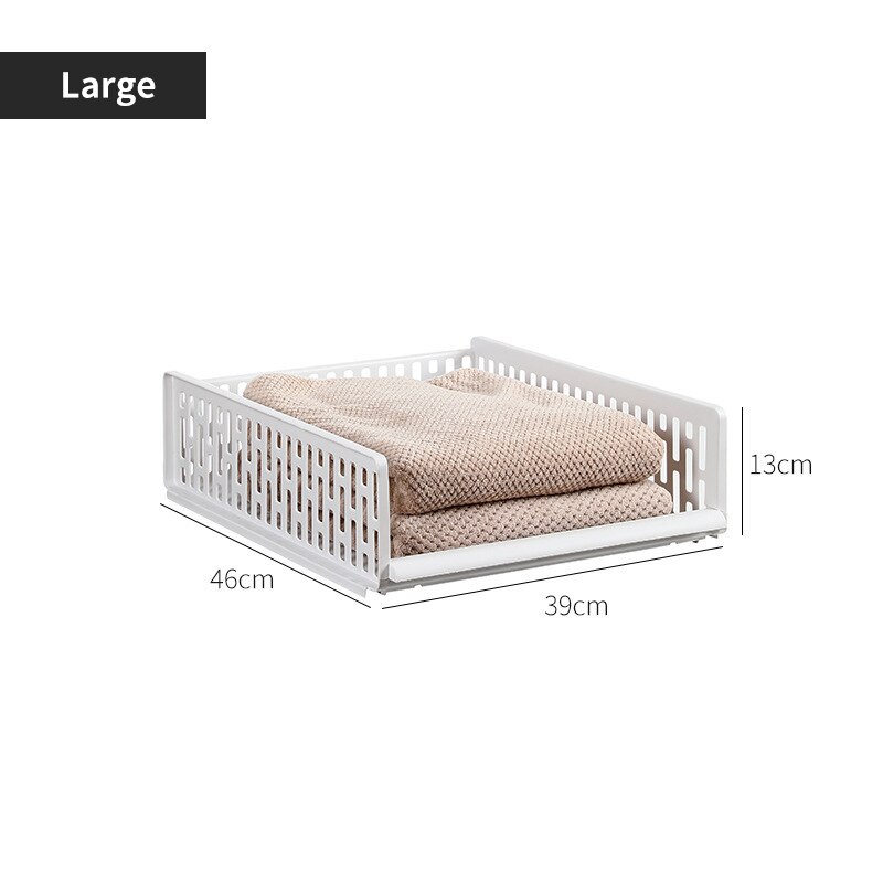 Stackable Wardrobe Drawer Cabinet Organizer Drawer Clothes Closet Storage Box Shelves Plastic Layered Partitions Storage Rack: L Short