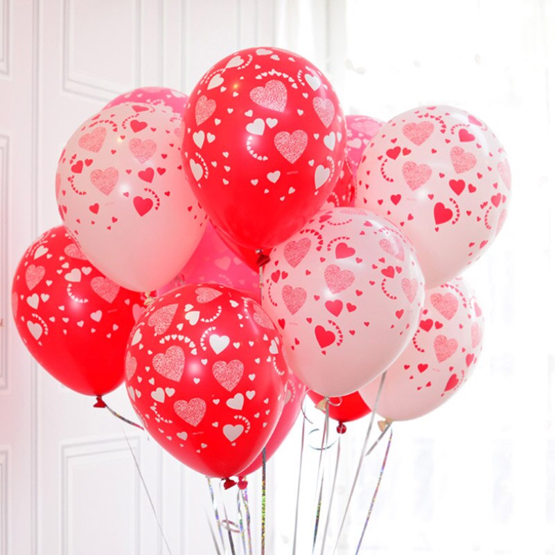 Volledige print harten 12inch ronde latex ballonnen helium ondersteuning Bruiloft decoratie verjaardagslevering Valentijn dagen 100 stks/partij