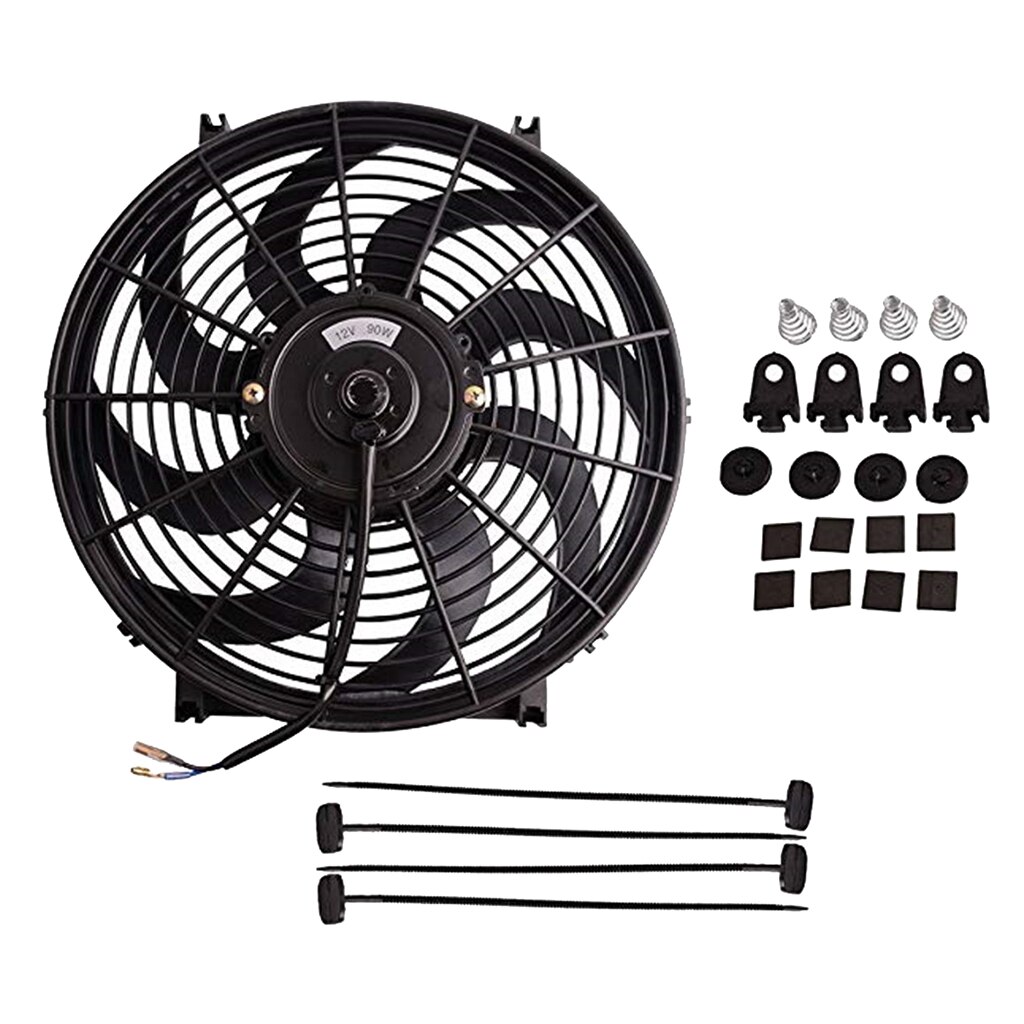 14 Inch 2250CFM Slim Line Universal Electric 12v Radiator Cooling Fan -Black