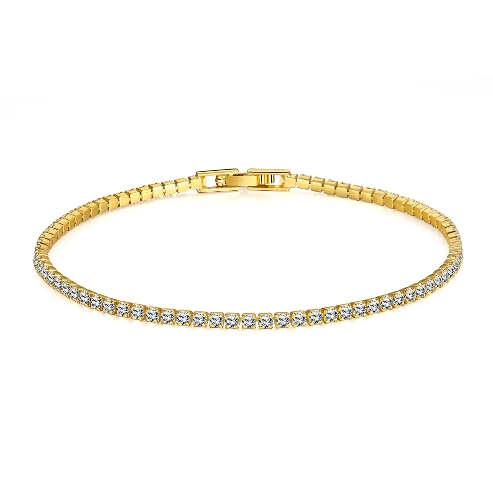 Joias de prata 925 pura 18cm pulseira de tênis 2mm zircônia presente de aniversário pulseiras de prata esterlina real: Verde / 16cm