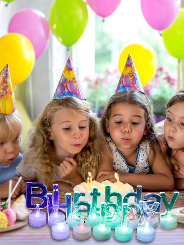 Led English Candle Colorful Glowing Happy Birthday Candle Light