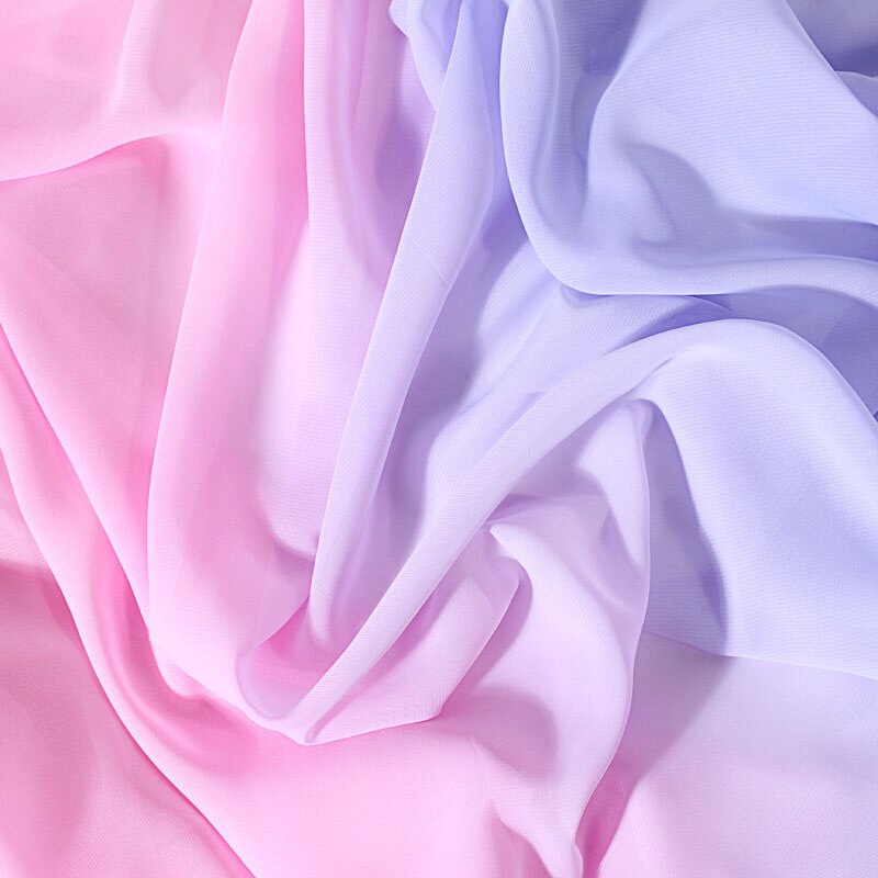 2 Tones chiffon Gauze Pink Purple Ombre Pink White Gradient Soft Dancing bridal fabric shading 150cm width, 1 Yard