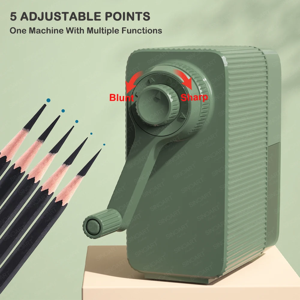 Long Point Art Pencil Sharpener In Stock Green Sketch Pencil Sharpener 5 Gears Adjustable Pencil Sharpeners Handheld