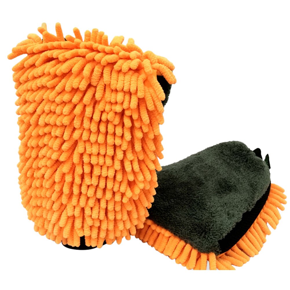 Wasstraat Handschoen Auto Reiniging Auto Brush Cleaner Wol Anti-Kras Wassen Handschoenen Motorfiets Washer Zorg Autowas Detaillering borstel: Oranje