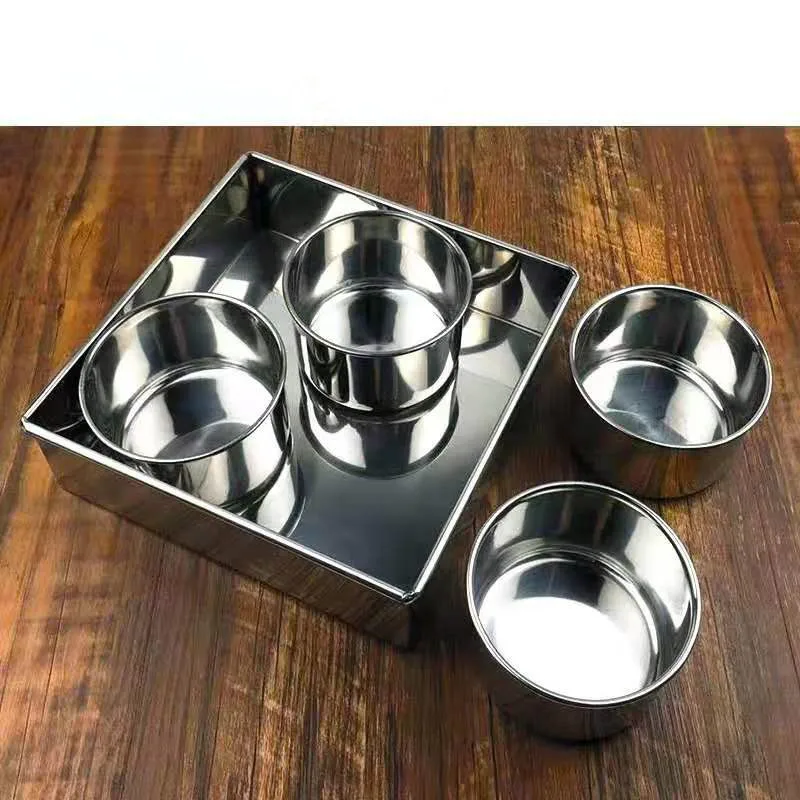 Japan Style Kitchen food Storage container Compartments Stainless Steel Seasoning box Containers with Lid Rectangle chef tools