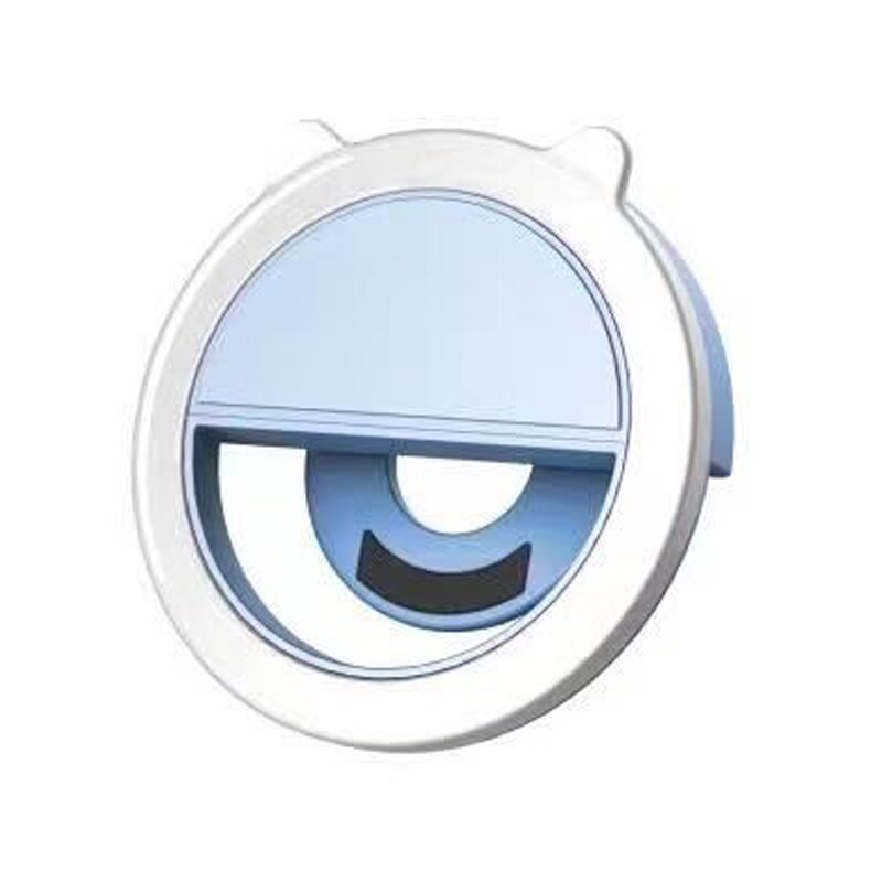 Led Kat Oor Selfie Ring Licht Mobiele Telefoon Flash Lens Schoonheid Vullen Licht Lamp Draagbare Clip Voor Foto Camera: Blue