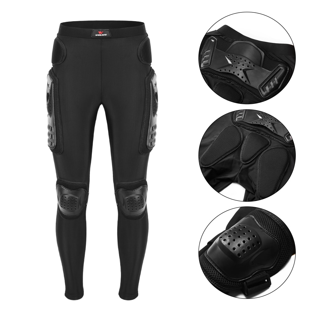 WOSAWE Motorcycle Armor Pants Knee Crotch Hip Butt Protection Roller Skates Breathable MTB Motorbike Motocross Tight Trousers