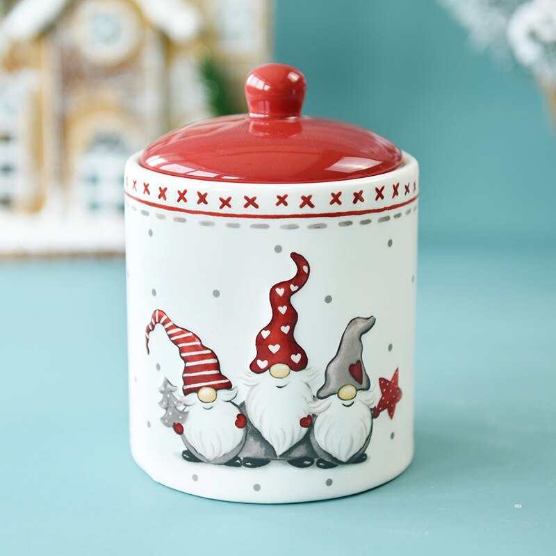 Christmas Plates Ceramic Dinner Plates Household Tableware Food Dining Plates Afternoon Tea Dessert Tray Kitchen Supplies: storage jar-M