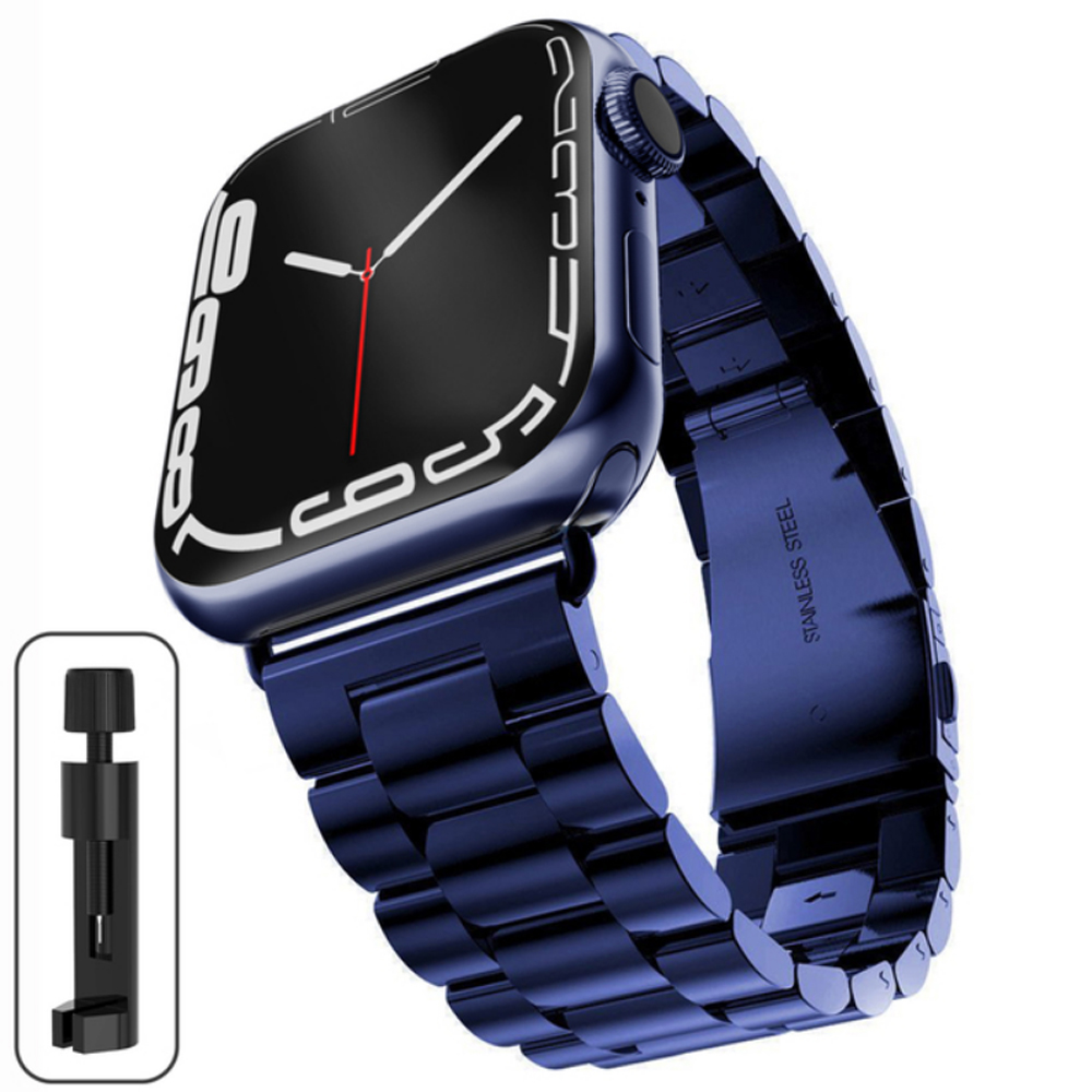 Stainless Steel Strap For Apple Watch 46mm Ultra 49mm Metal Wristband Bracelet For iWatch 10 9 8 5 4 SE 42mm Business Watchband: M / BLACK WHITE