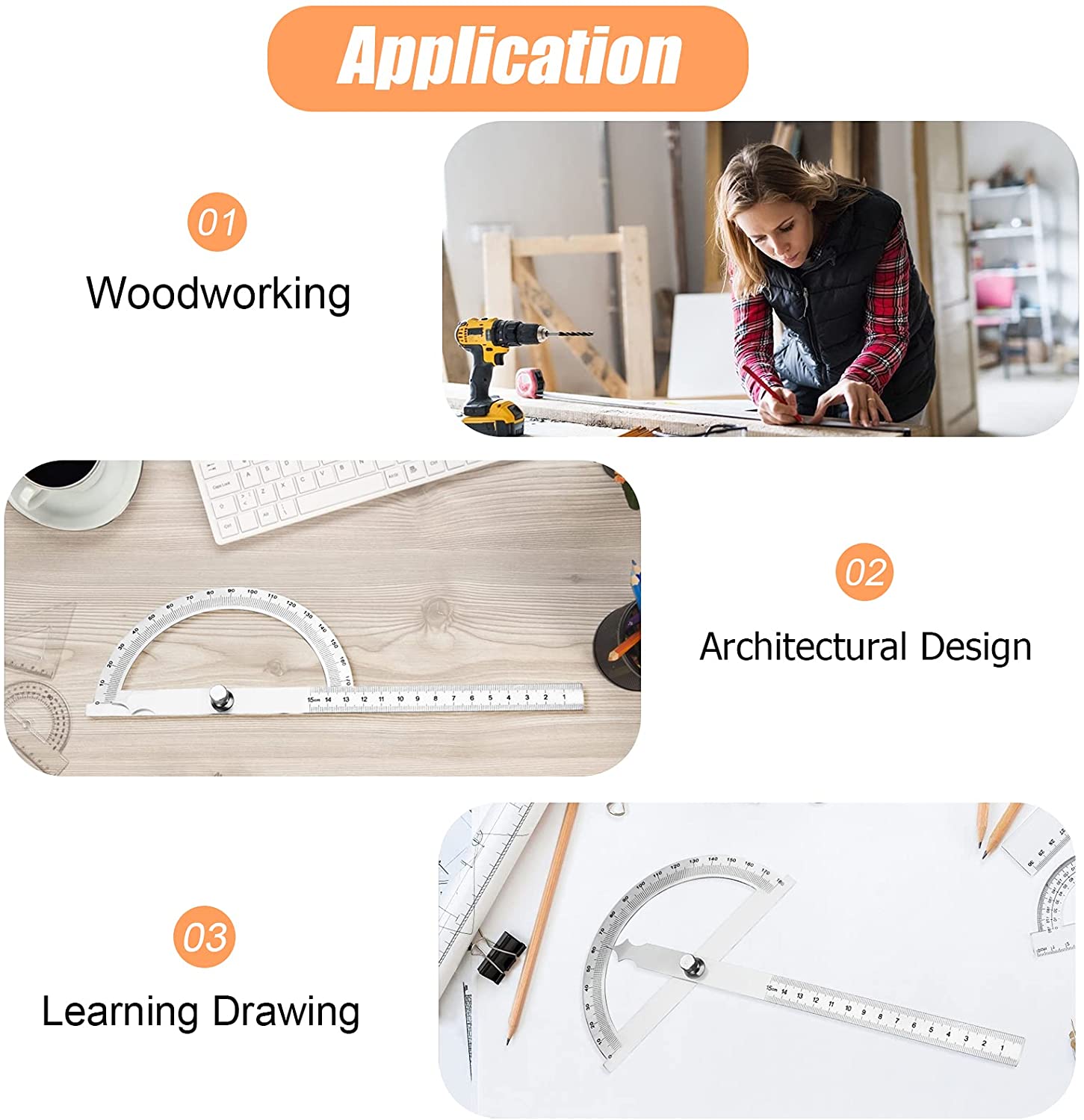180 Graden Gradenboog Semi-Cirkel Hoek Heerser Gradenboog Rotary Hoek Finder Goniometer Houtbewerking Hoek Meetinstrument