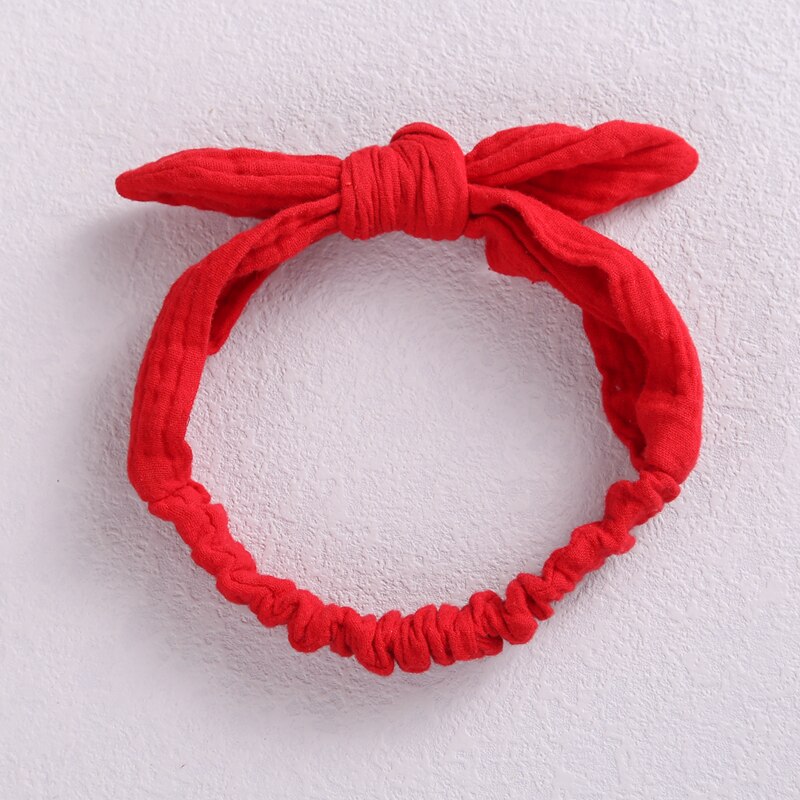 Cintas elásticas para el pelo para bebé, diadema de lino y algodón para niña, accesorios para el cabello con nudo, turbante con orejas de conejo para niño pequeño, lazos de Playa suaves: 14