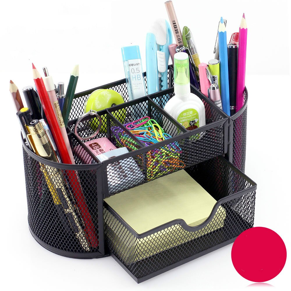 Deli Multifunction Pen Holders Pen Rest Desk Organizer Pencil Case Storage Box Metal Desktop Office Supplies