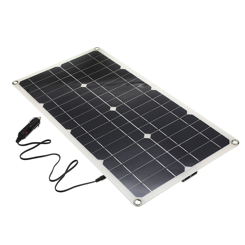 50W Solar Panel Monocrystalline Silicon Cell for Battery Cell Phone Chargers Cigarette Lighter Dual USB Interface 12V/5V