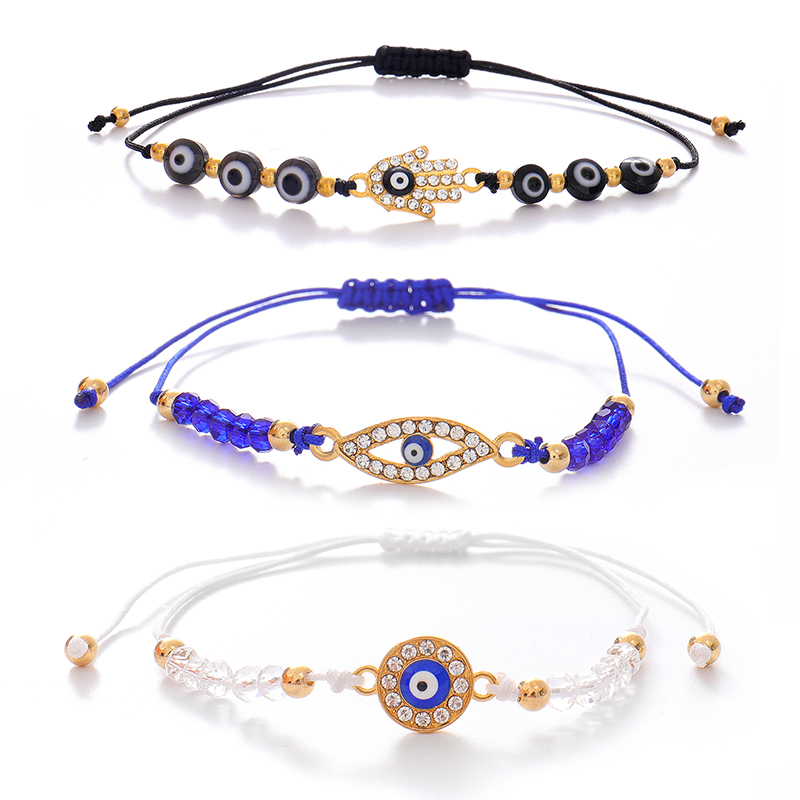 Pulseras turcas contra el mal de ojo para hombres y mujeres, tobillera trenzada de amistad, de protección hecho a mano, joyería de deseo de la suerte, 2-3 piezas por juego