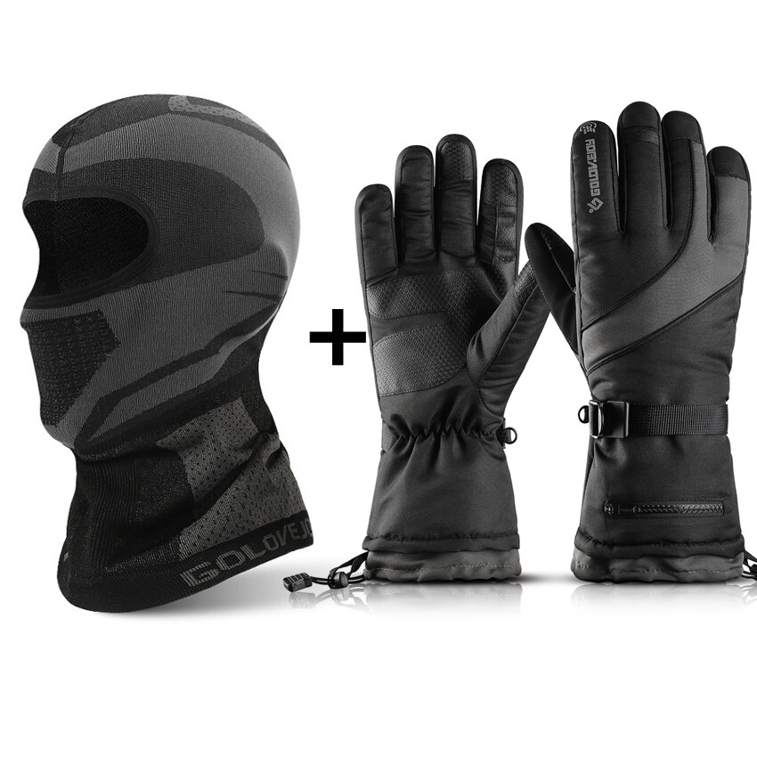 Winter dikke heren handschoenen vierlaags ski warme handschoenen duurzaam waterdicht winddicht antislip fluwelen handschoenen voor heren ritsvak: Winterset een / M palmbreedte 8.5-9.5cm
