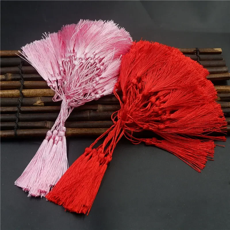 100 Uds. Borlas para marcapáginas, borlas artesanales suaves hechas a mano sedosas con bucles para manualidades DIY, marcapáginas para hacer joyas