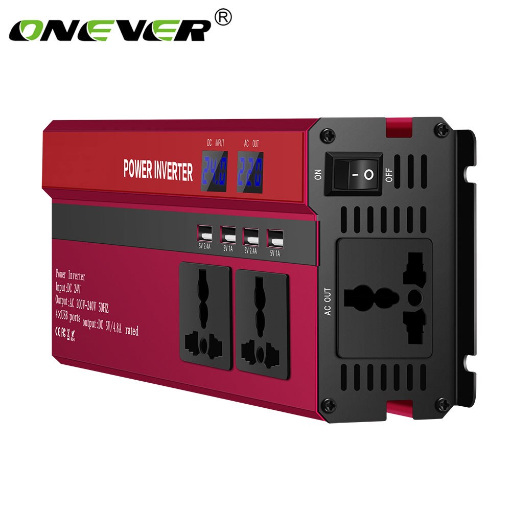 Onever 5000W Solar Car Power Inverter DC12/24V To AC110/220V Modified Sine Wave Converter Digital Display 4 USB Interfaces