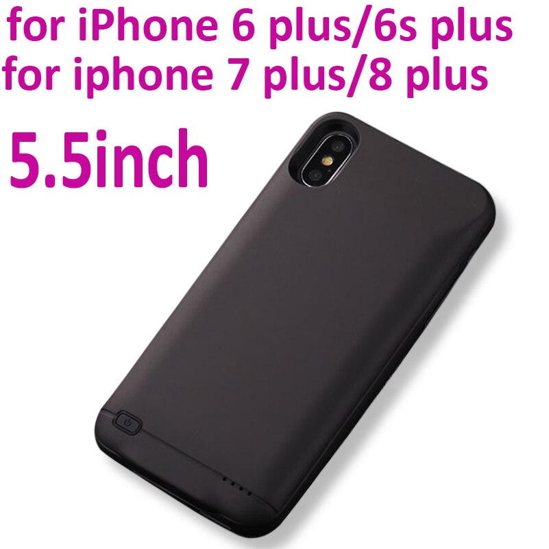3000/4000/5000mAh ładowarka Case dla iPhone 11/11pro/11 Pro Max X XS MAX XR 6 6S 7 8 Plus Power Bank ładowarka przypadku: Black 6P 6SP 7P 8P