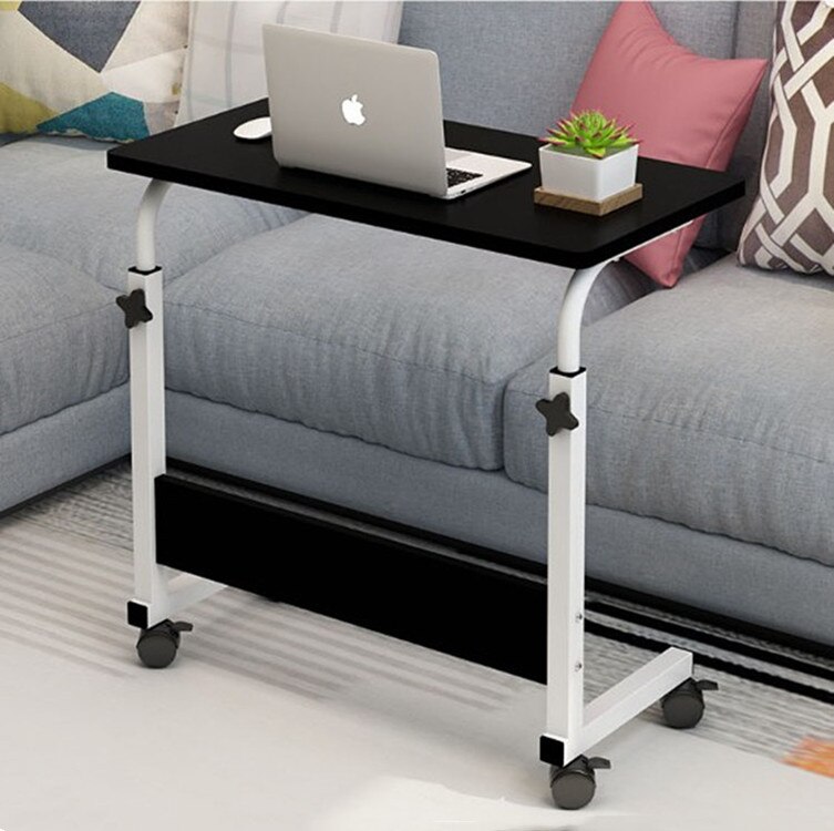 80x40CM Computer Table Height Adjustable Portable Laptop Desk Rotate Laptop Bed Table Can be Lifted Standing Desk: 60x40 Black