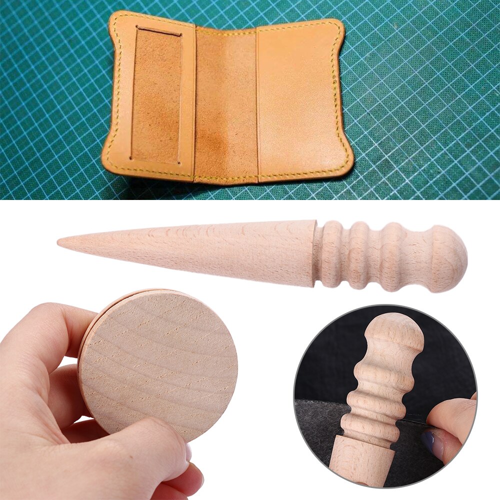 Outil de polissage multi-tailles, fraisage du cuir, bricolage artisanat bords tranchants bâton en bois rond fait à la main 1 pièce