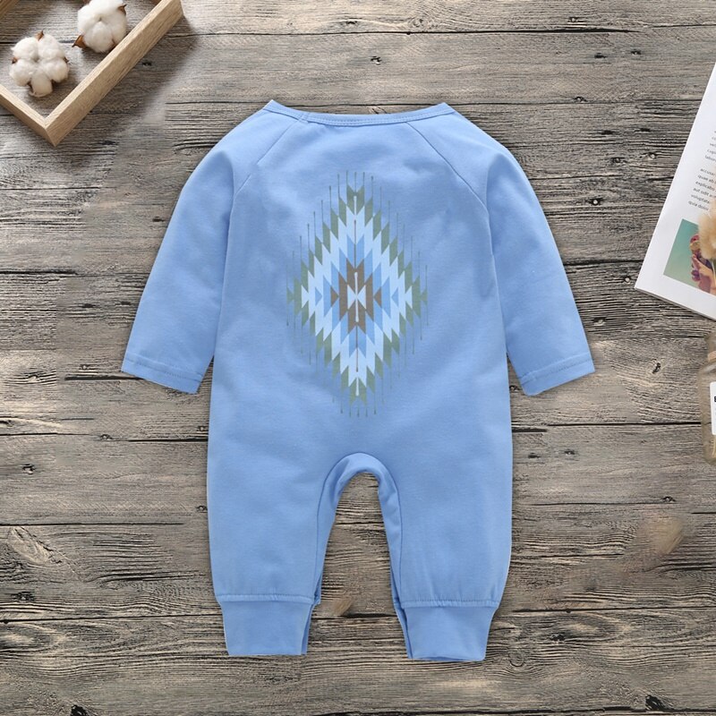 Neue Baby Mädchen Junge Strampler Baumwolle lässig Langarm Blau Diamant aufbringen Hinter Strampler Frühling Herbst Winter Baby Kleidung 6-18M: 90-12M