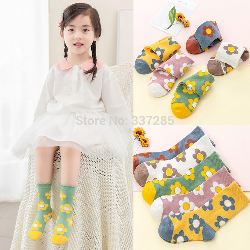 Girls child cotton socks Yan Yafeng pretty flowers cute princess high socks for baby kids autumn colorful children girls sock
