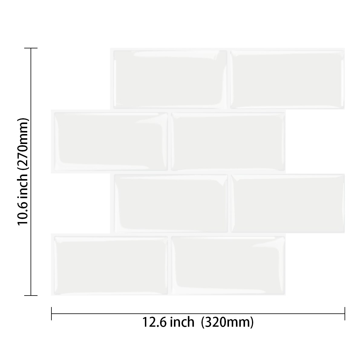 Rectangular Lattice Solid Color Self-Adhesive Wall Sticker, Kitchen Waterproof Baffle--1 Sheet: HB217