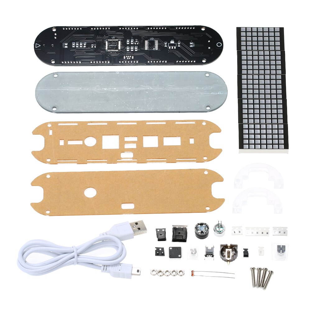 High Accuracy DIY Digital Dot Matrix LED Alarm Clock Kit with Transparent Case Temperature Date Time Display DS3231