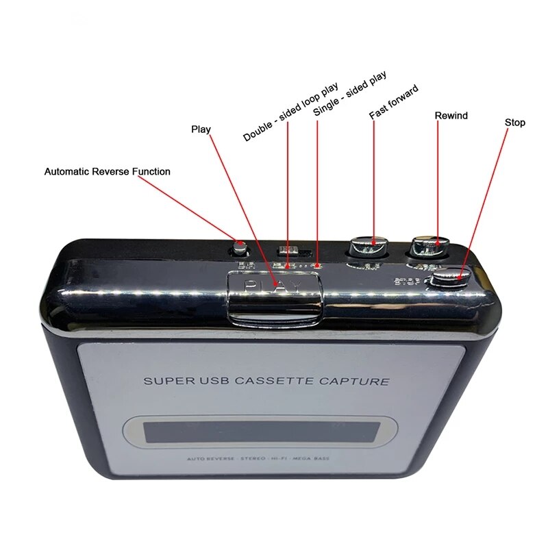 Cassette Player USB Cassette Capture Radio Player Tape to MP3 Converter USB Capture Audio Music Player Tape Cassette Recorder