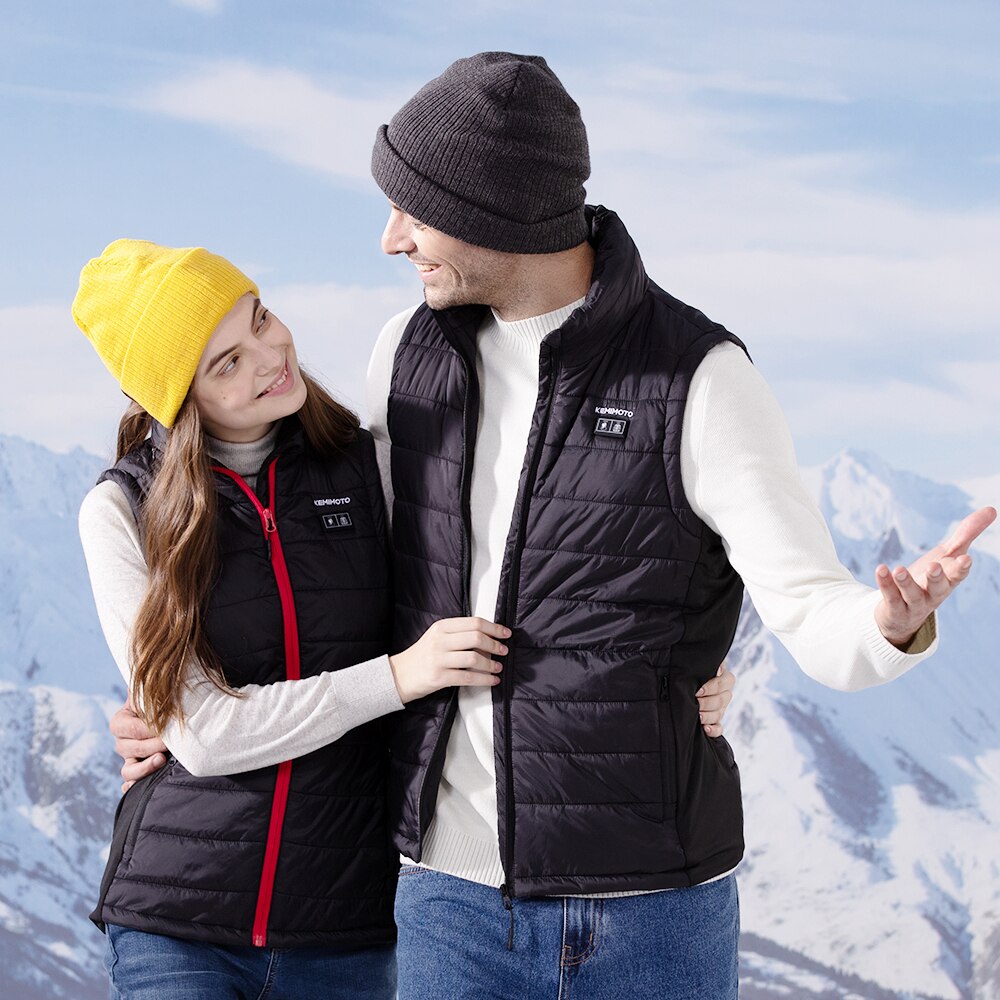 KEMIMOTO Heated Jacket Washable USB Heated Vest Winter Battery Motorcycle Skiing Bike Hiking Temperature Adjustable