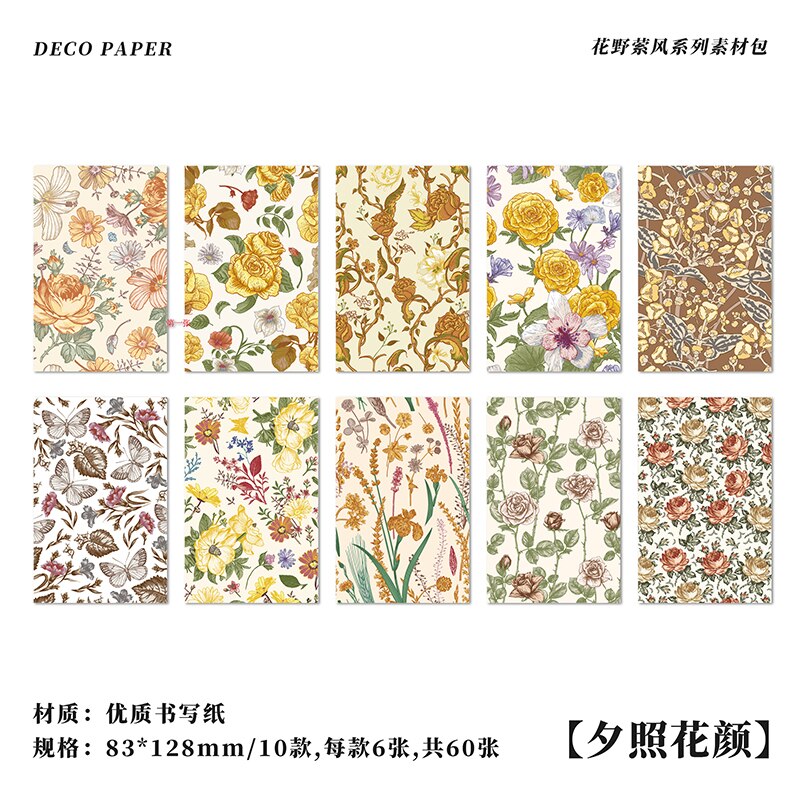 Juego de papel de Material Vintage de 60 piezas para álbum de recortes, diario, Collage, decoración de fondo, papelería Retro: D