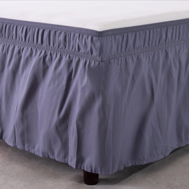 Wrap Around Ruffled Bed Skirt with Adjustable Elastic Belt Wrinkle Free Bedskirt Dust Ruffles, Bed Frame Cover Queen King Size