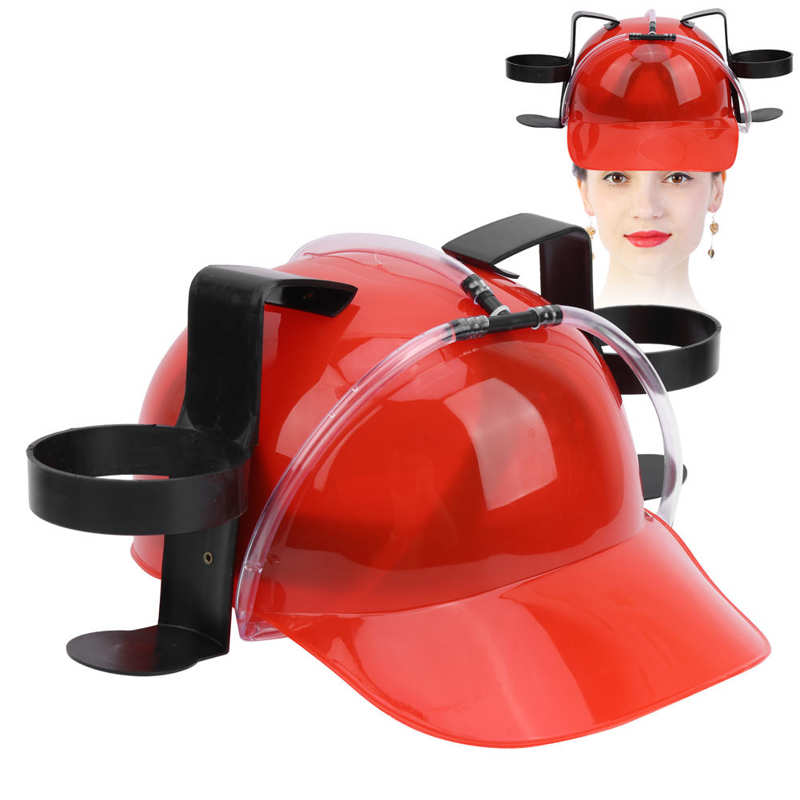 Lazy lounge Beer Soda Guzzler Helmet Drinking Hat Birthday Party Cool Unique Toy Handsfree Drink Toy Miner Hat