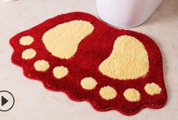 Big Feet Shaped Fiber Shaggy Fluffy Rug Hairy Non -slip Carpet Floor Mat Home Bedroom: Red