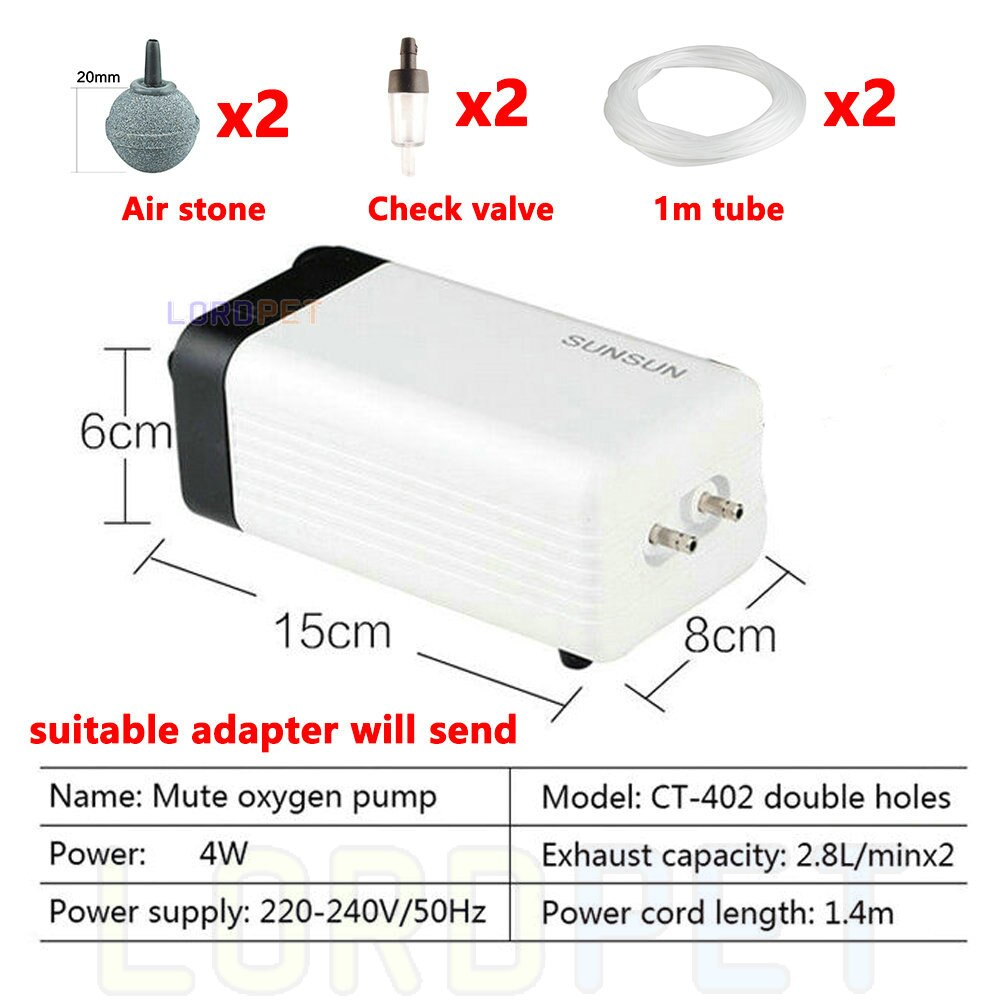 Sunsun Luftpumpe Belüfter Einstellbare Sauerstoff Pumpe Ultra Leise Luft Kompressor Einzigen Doppel vier Auslauf 220v Für Aquarium: ct40221