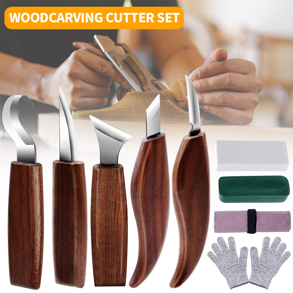 DIY Hand Chisel Wood Carving Tools Spoon Carving Knife Woodcut Woodcarving Sculptural Cutter Chip Knives Woodworking Hand Tools