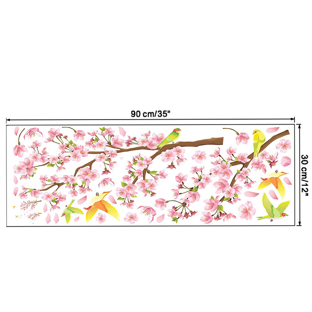 Cherry Flying Birds Wall Stickers Home Nursery Window Decor Removable Room Wallpaper For Kids Living Room Decals Decoration: C left