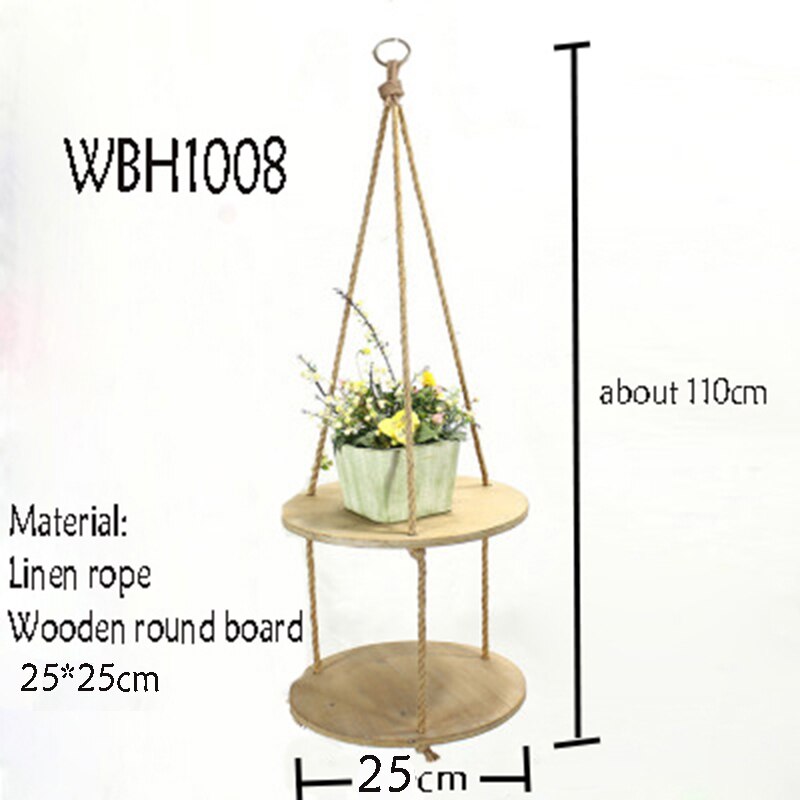 macrame plant hanger with wooden board pot tray flower pot hanging: WBH1008