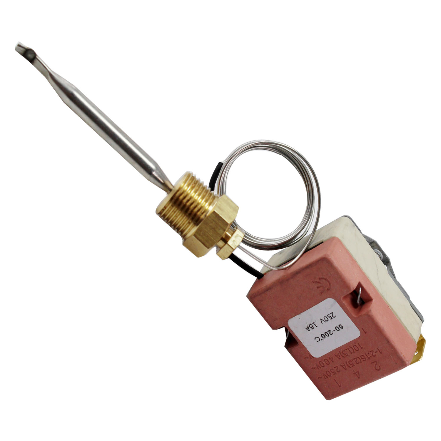 250V Electric Deep Fryer Thermostat Control Parts with 3/8" Brass Nuts Temperature Range 50~200 Celsius Commercial Cooktop Kits