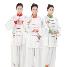 Frauen Traditionelle Chinesische Kleidung Stickerei Lange Ärmeln Wushu TaiChi KungFu Uniform Anzug Uniformen Tai Chi Übung Kleidung