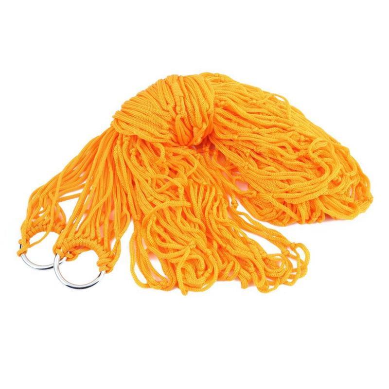 Nylon hängmatta trädgård gård hängande mesh nät sovsäng för utomhus siesta vila camping resa vandring picknick: Orange