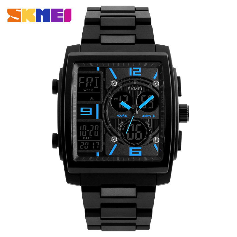 SKMEI Casual Horloge Multifunctionele Dual Display Horloges Digitale & Analoge mannen Horloge Waterdicht Business Man Horloge