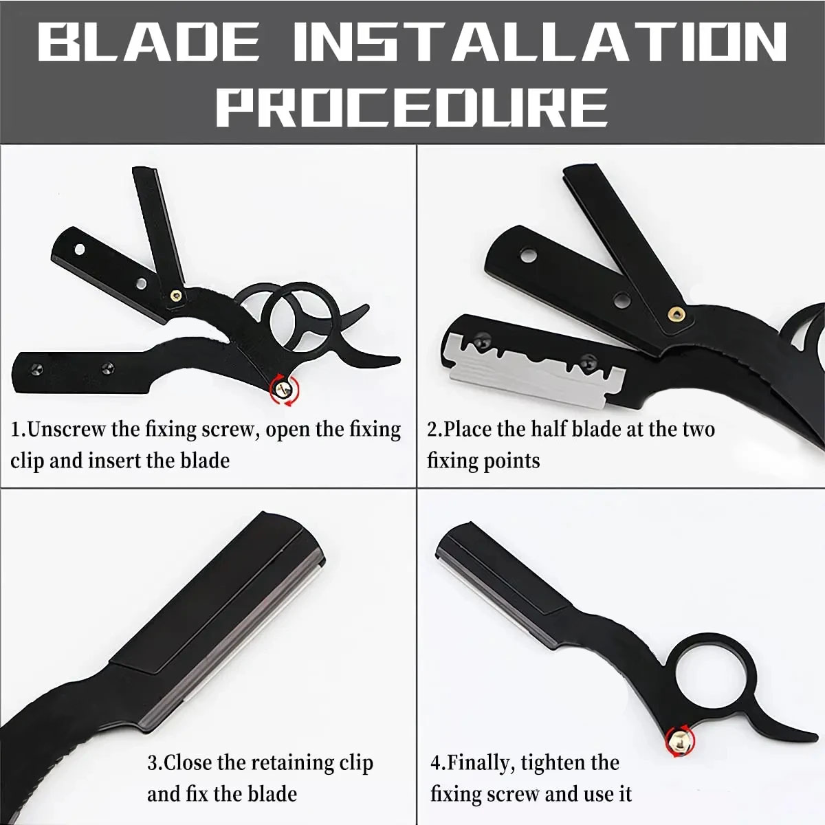 （1+10 blades） Barber Razor Haircut Beard Eyebrow Shaving Tool Manual Depilation Razors Hairdresser Trimming Blades Straight Edge