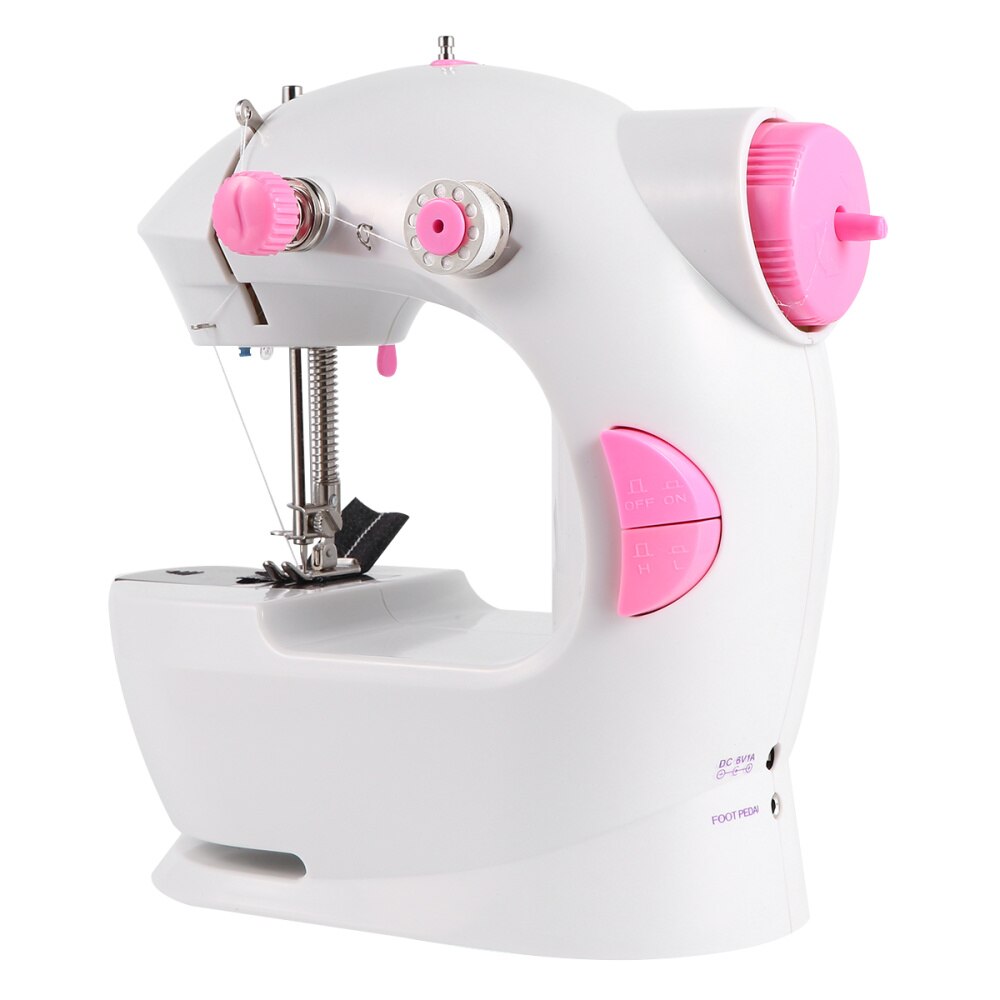 Mini Sewing Machine Electric Multifunctional Small Desktop Sewing Machine for Home (Pink, Original American Wire Gauge)