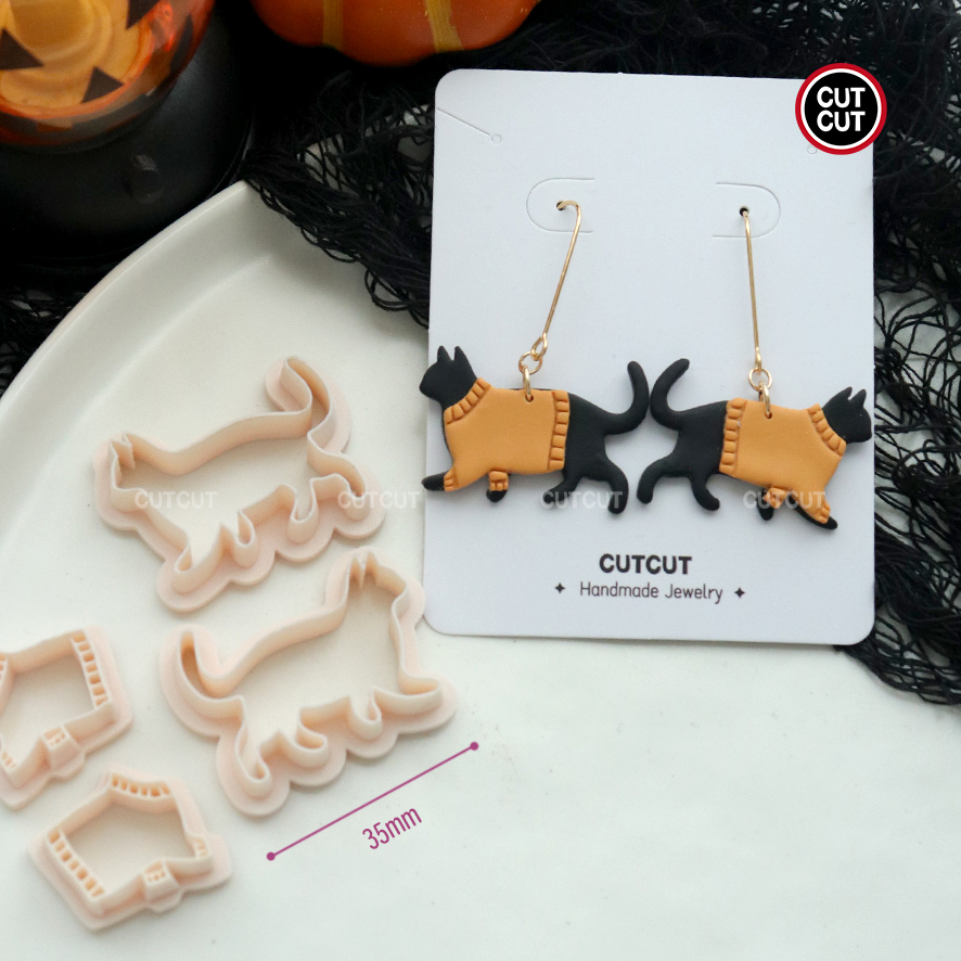 Leikkausleikkaus | halloween-polymeerisavileikkurit | halloween-leikkurit | savikorvakoruleikkurit, polymeerisavileikkurit korujen valmistukseen: Tumma khaki