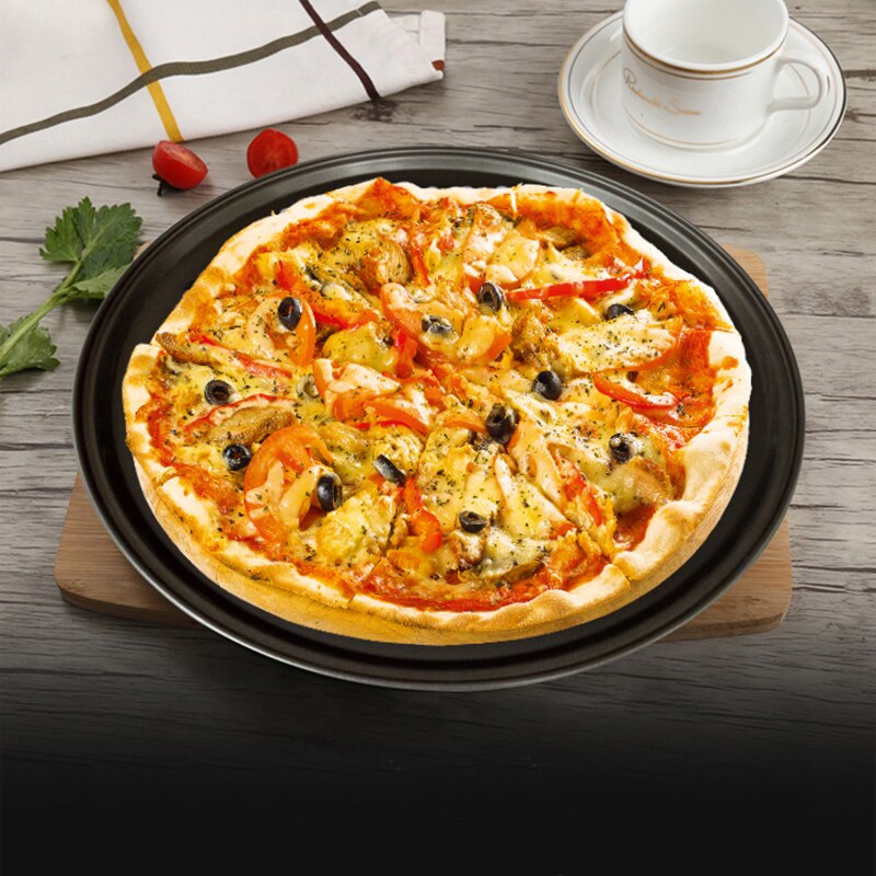 26/28/32CM Carbon Steel Non-stick Pizza Baking Pan Mesh Tray Plate Round Deep Dish Pizza Pan Tray Mould Bakeware Baking Tool