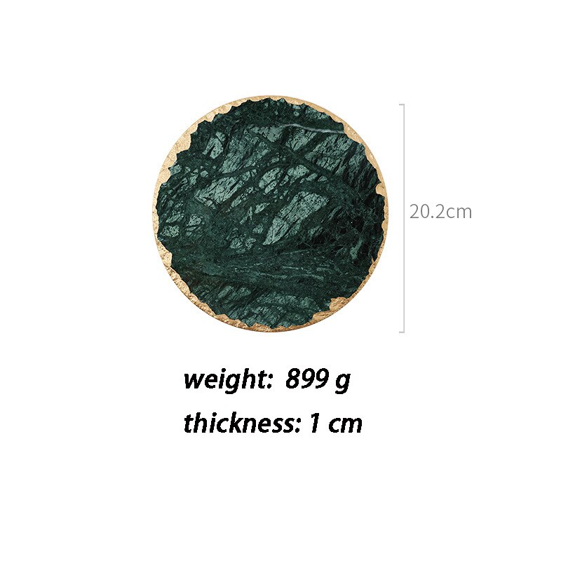 Green round natural marble painted golden table mat coasters insulation mat