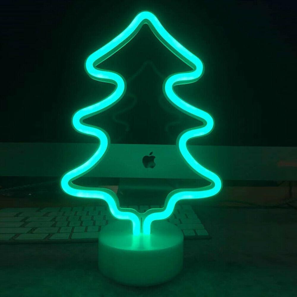 Kaktus lys led neon vegglampe batteri neon lys skilt flamingo kokosnøtt måne lampe for hjemmet barnerom festlig jul: Juletre