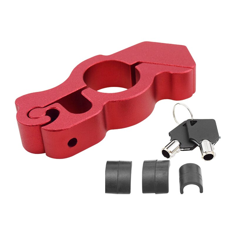 Motor Slot Cnc Beveiliging Veiligheid Sloten Handrem Grips Hendel Disc Vergrendeling Fit Scooter Atv Anti-Diefstal Motorfiets Grip Lock: Rood