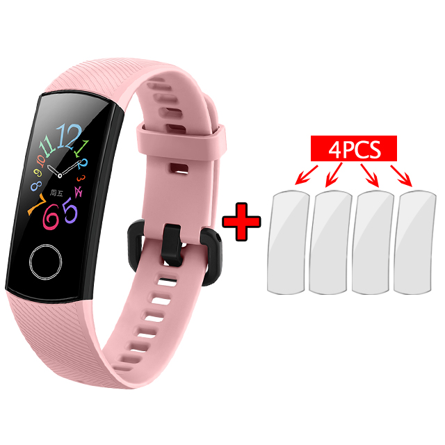 Original Huawei Honor Band 5 Smart Armband Oximeter Touchscreen Magische Farbe Schwimmen Erkennen Herz Rate Schlaf Nickerchen Ehre Band5: Pink Add Films